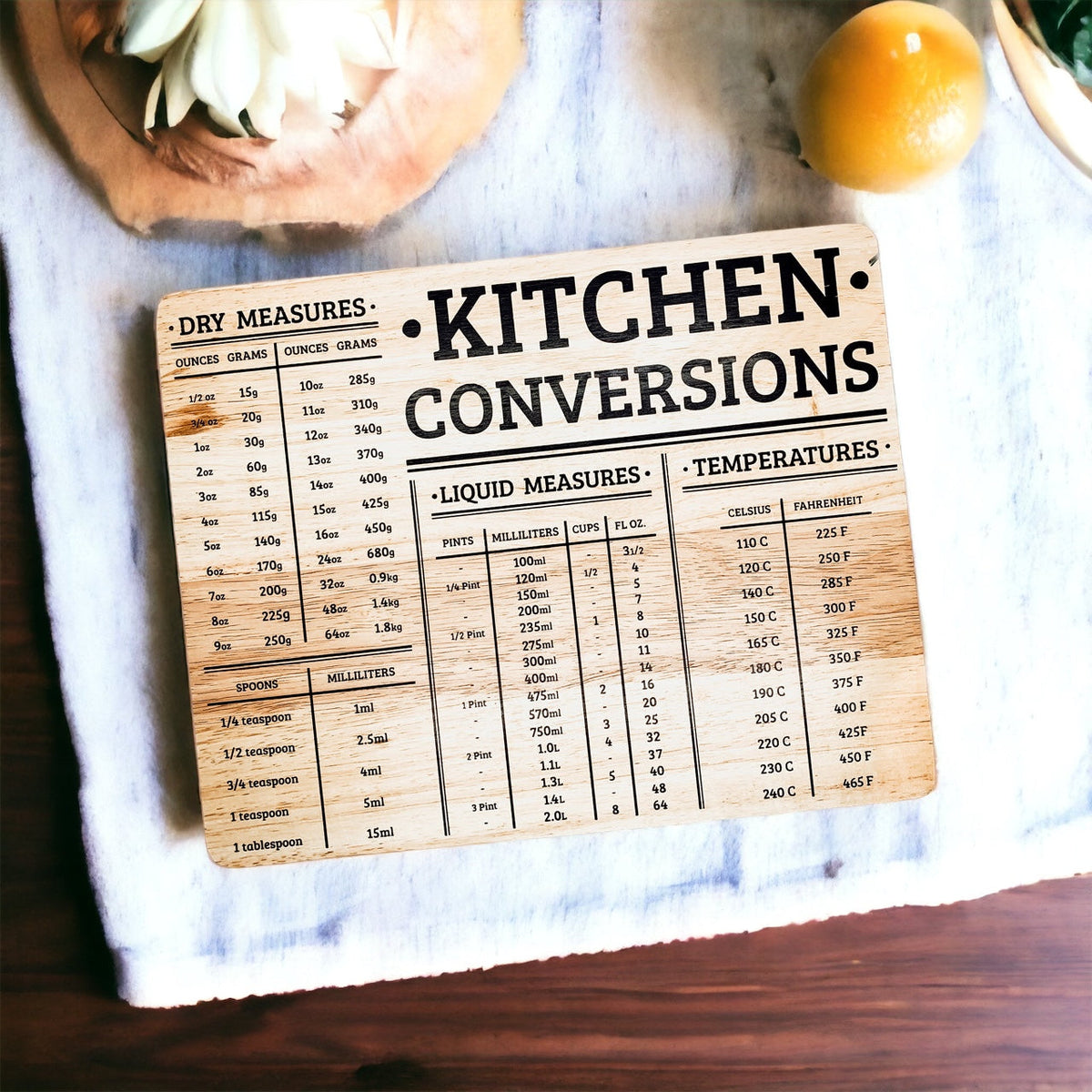 Bamboo Kitchen Conversion Board 12.75x10 Inch Measurement Countertop Decor Gift