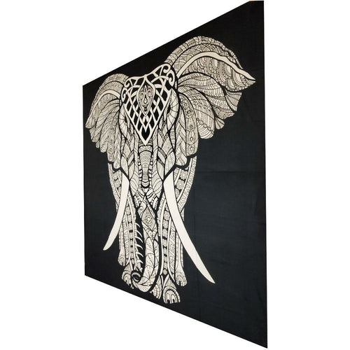Indian Bohemian Elephant Tapestry Full Size Wall Art