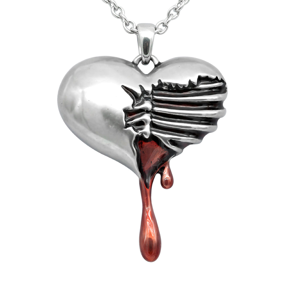 Bleeding Heart Necklace Gothic Red Drip Stainless Steel
