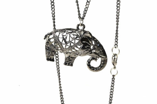 Boho Elephant Pendant Necklace Gold Plated Festival Charm