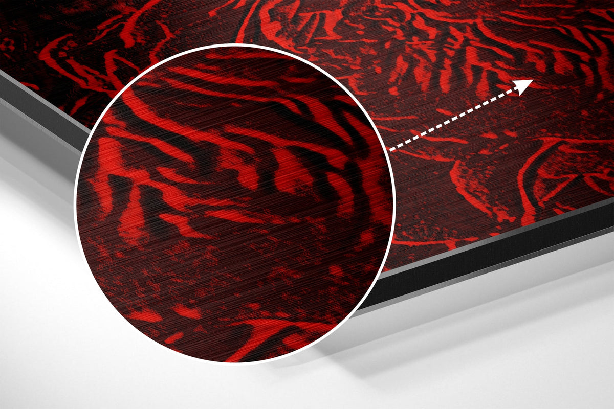 Red Roses Pattern Brushed Aluminium Dibond Wall Art