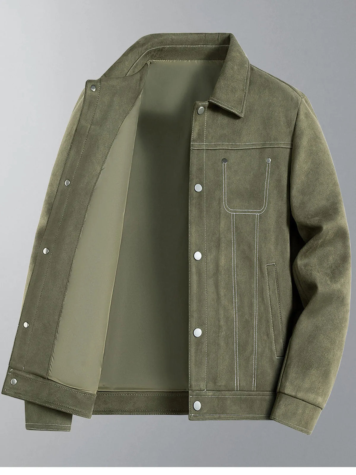 Men's Plus Size Snap Down Long Sleeve Jacket
