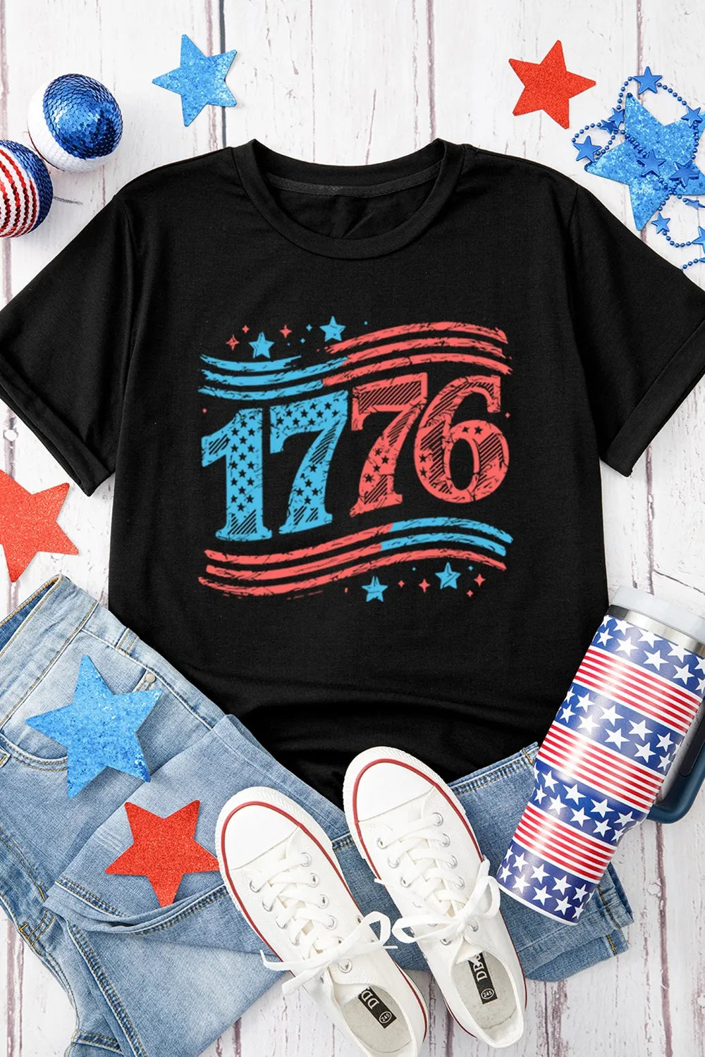 Graphic Round Neck Short Sleeve T-Shirt