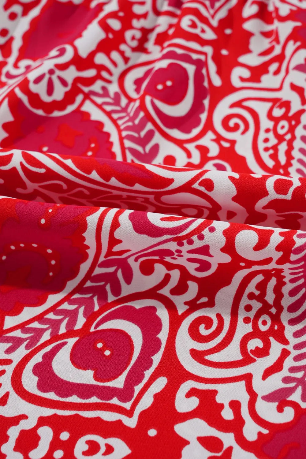 Paisley Print Side Slit Puff Sleeve High Waist Maxi Dress
