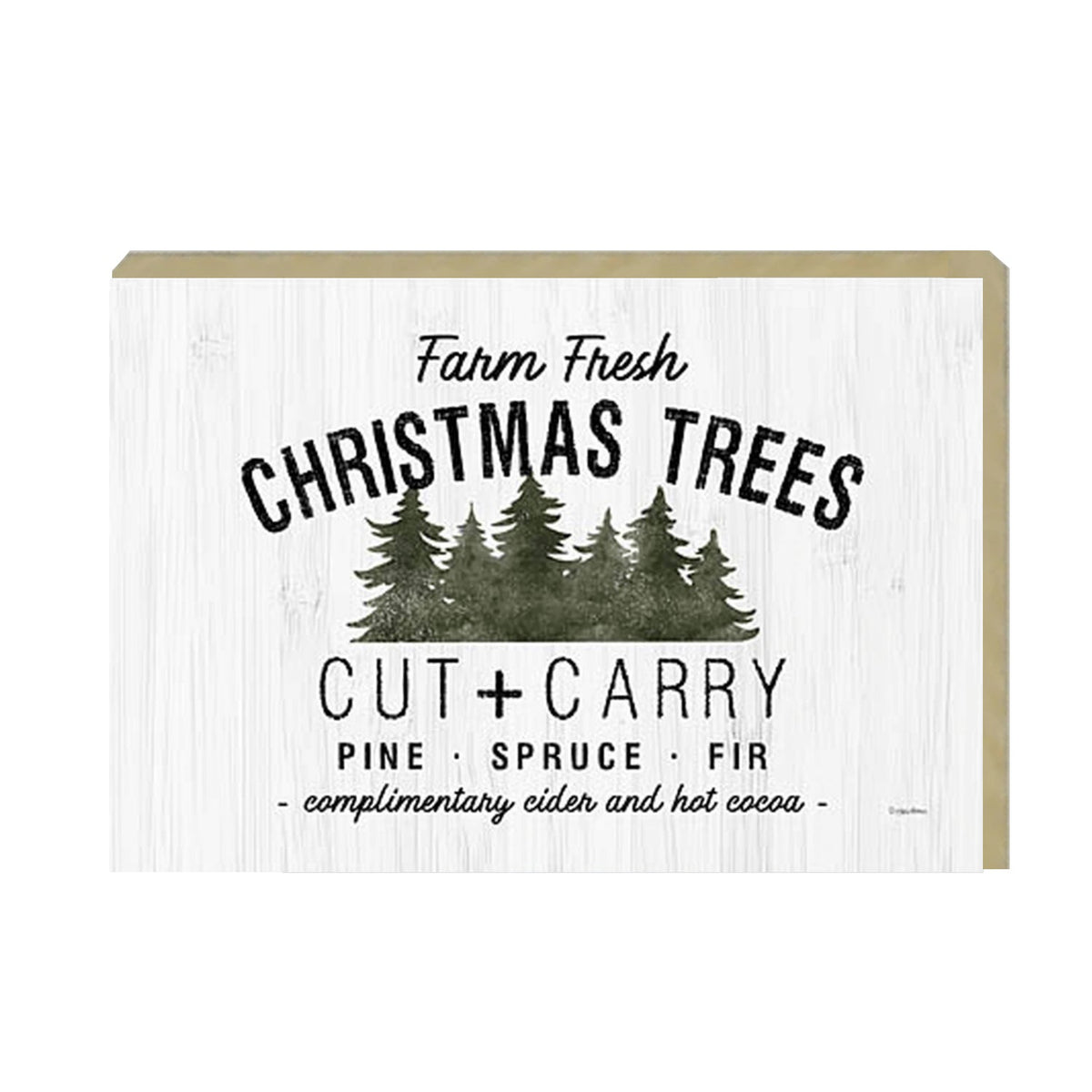 Farm Fresh Christmas Trees Cut And Carry Rustic 6x4x1 Wooden Block Sign Winter Holiday Decor