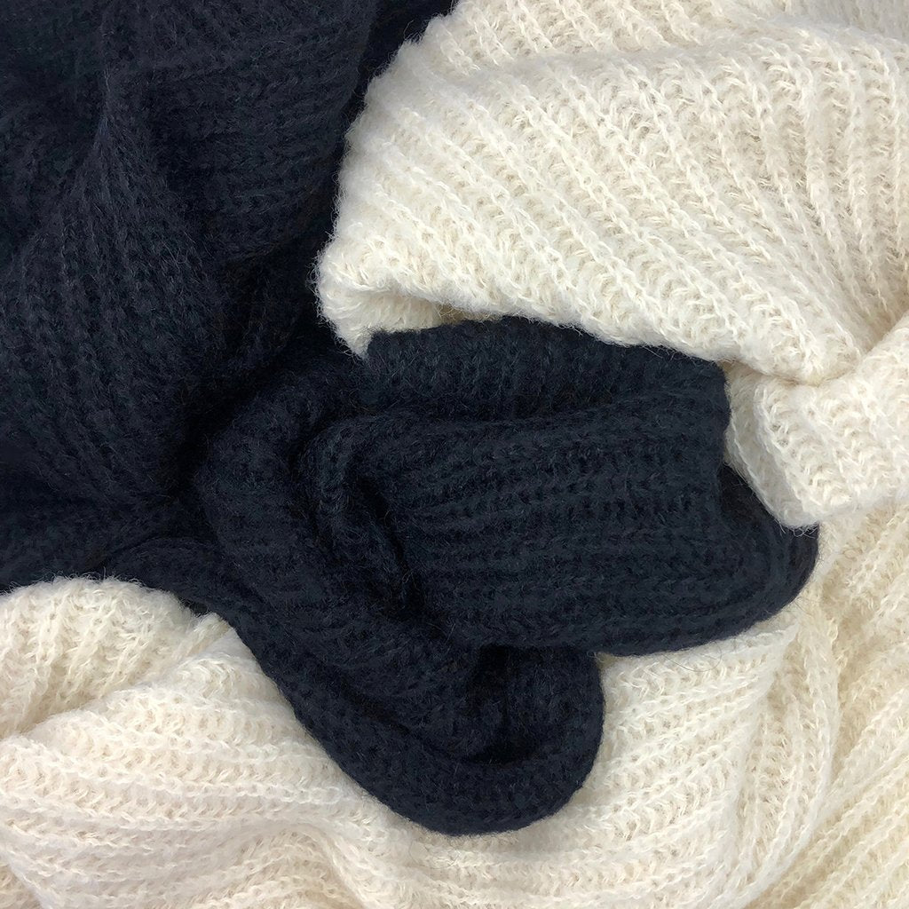 Chunky Black Alpaca Scarf Oversized Unisex Knit Warm Winter Wrap Long Soft Luxury Layering