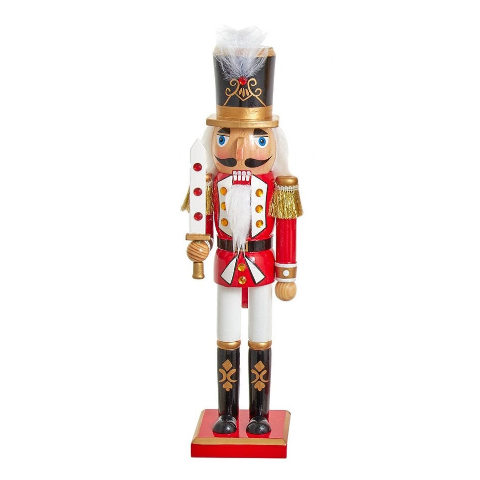 Classic Red/White/Gold Nutcracker - 15 Inch - Sword