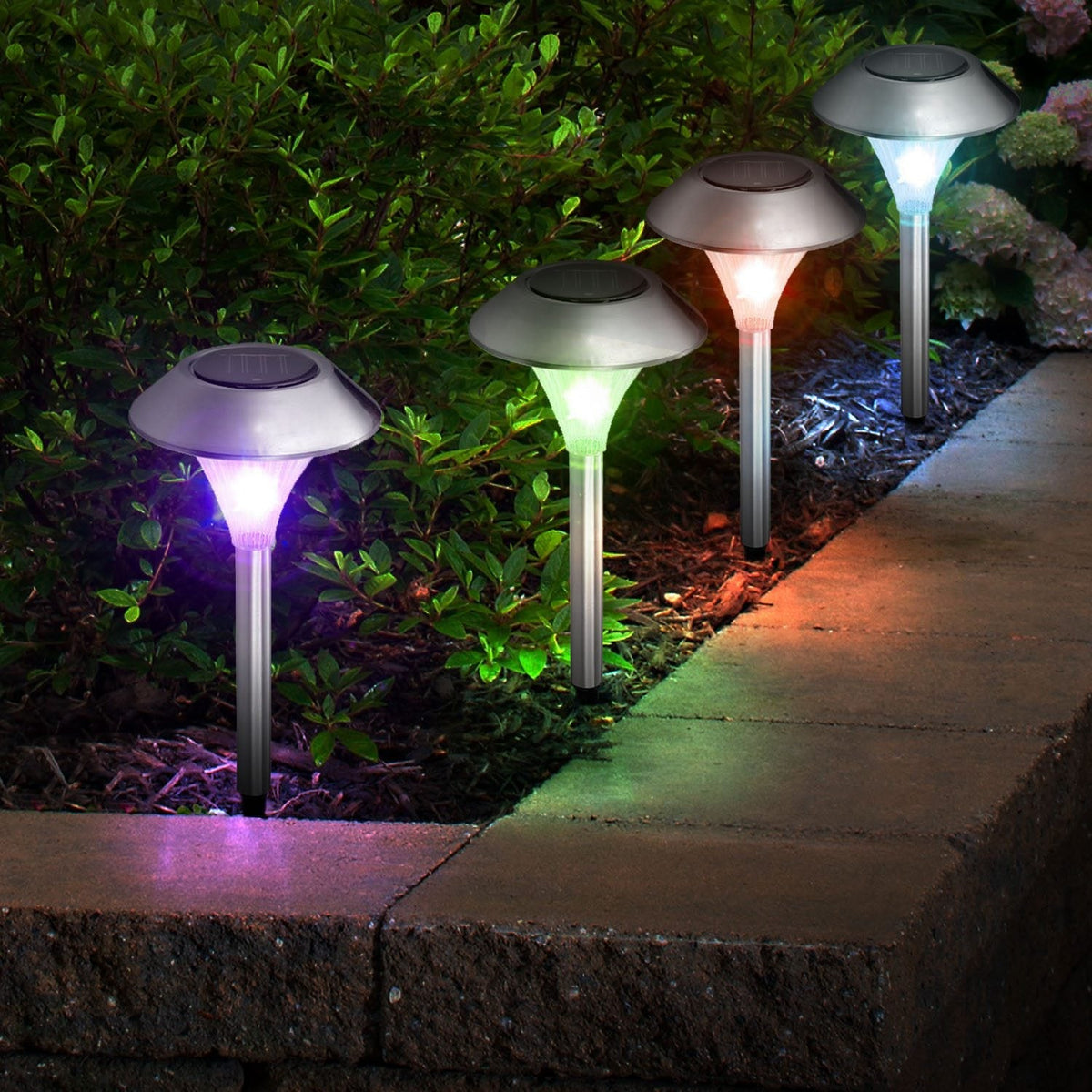 12Packs Solar Garden Lights Outdoor IP44 Waterproof Solar Pathway Lights Color Changing Landscape Lamps 10Hrs Lawn Lighting for Yard Driveway Walkway