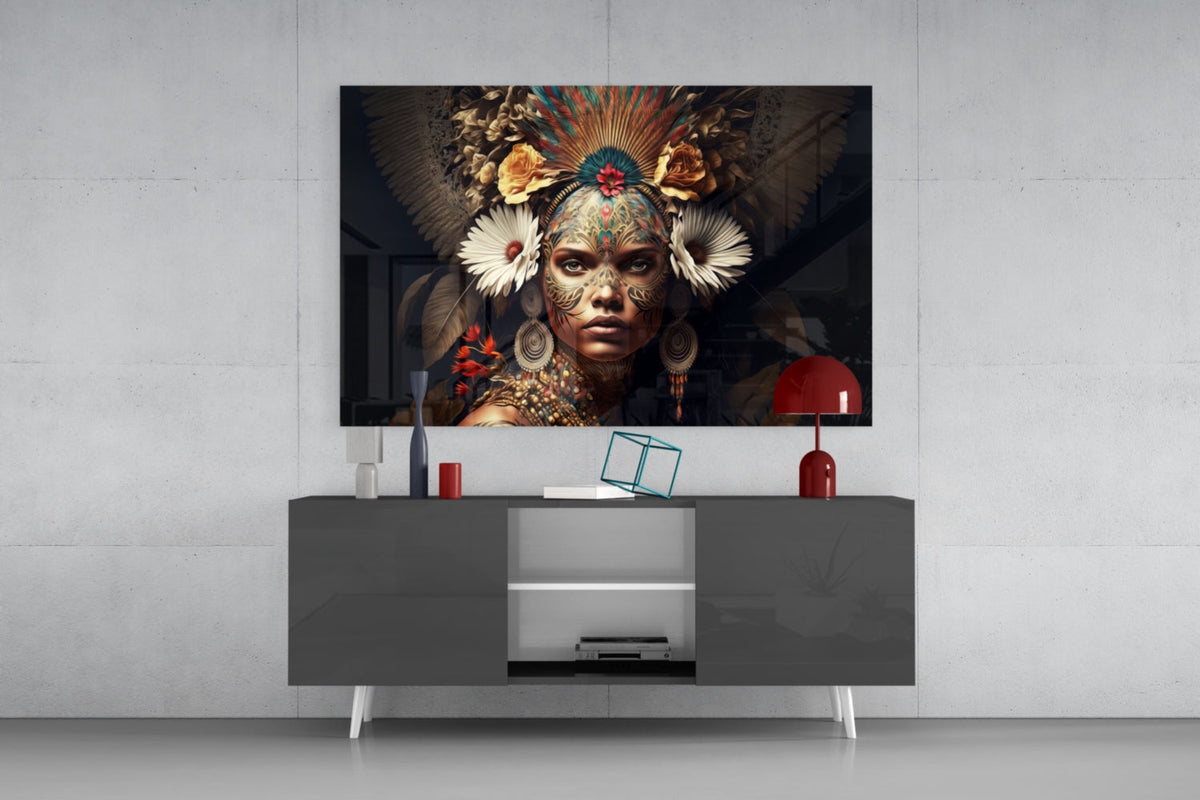 Queen of Flowers Glass Wall Art || Designer Collection