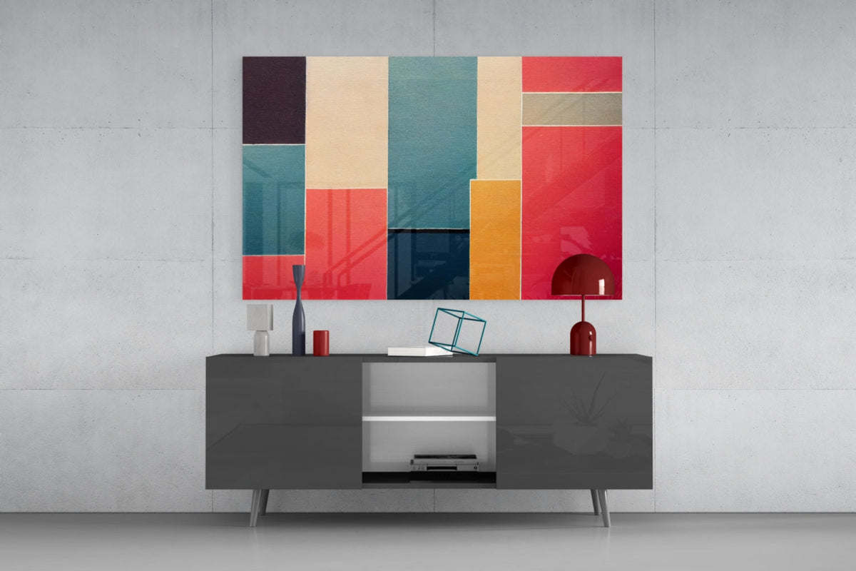 Rectangles Glass Wall Art|| Designer's Collection