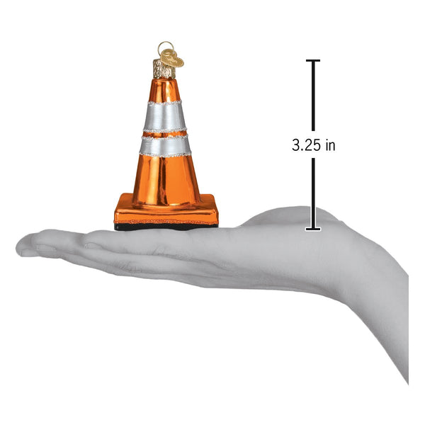 Traffic Cone Glass Ornament