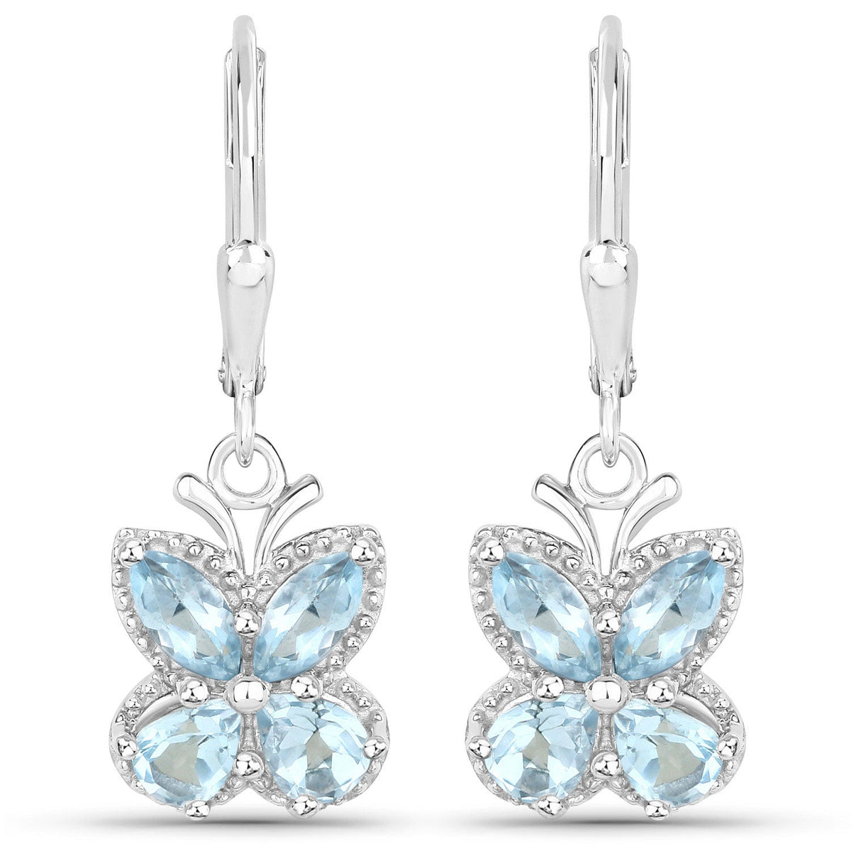 2.60 Carat Genuine Blue Topaz .925 Sterling Silver Earrings