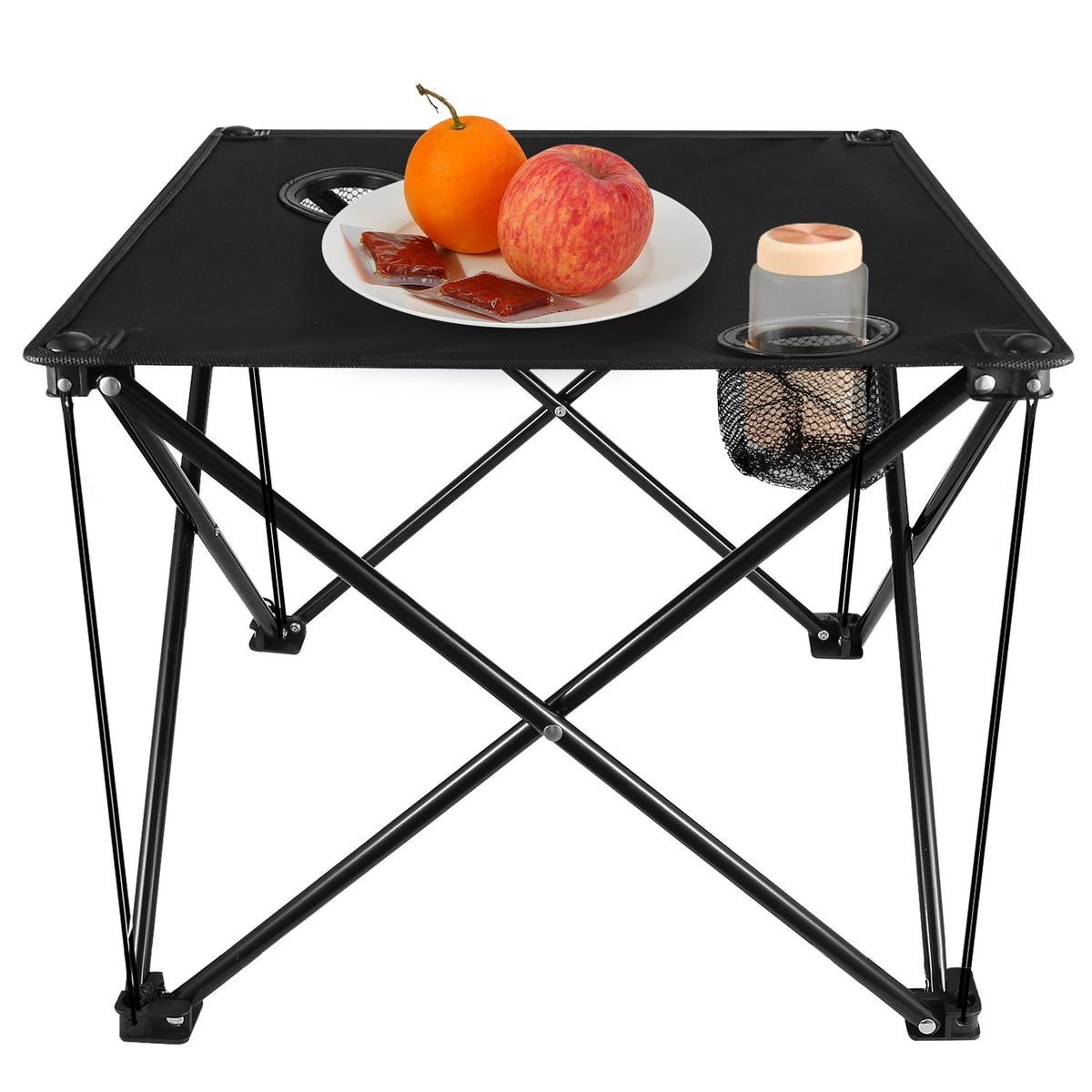 Foldable Camping Table Portable Picnic Table Lightweight Travel Desk with Cup Holder Carrying Bag