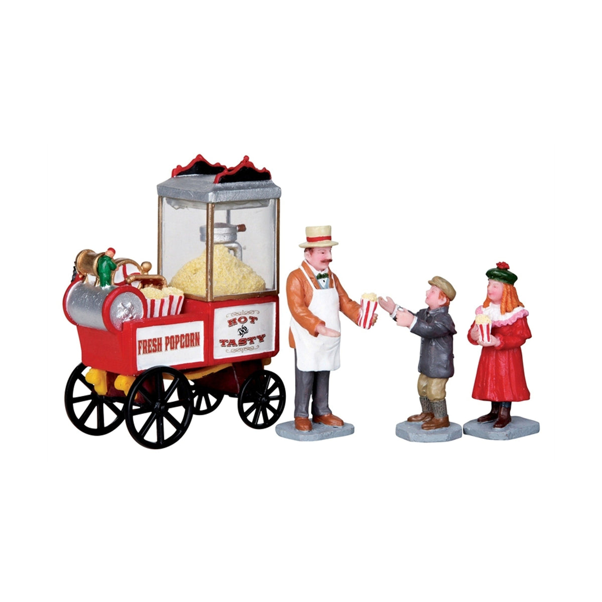 Juego de 4 figuras de vendedor de palomitas