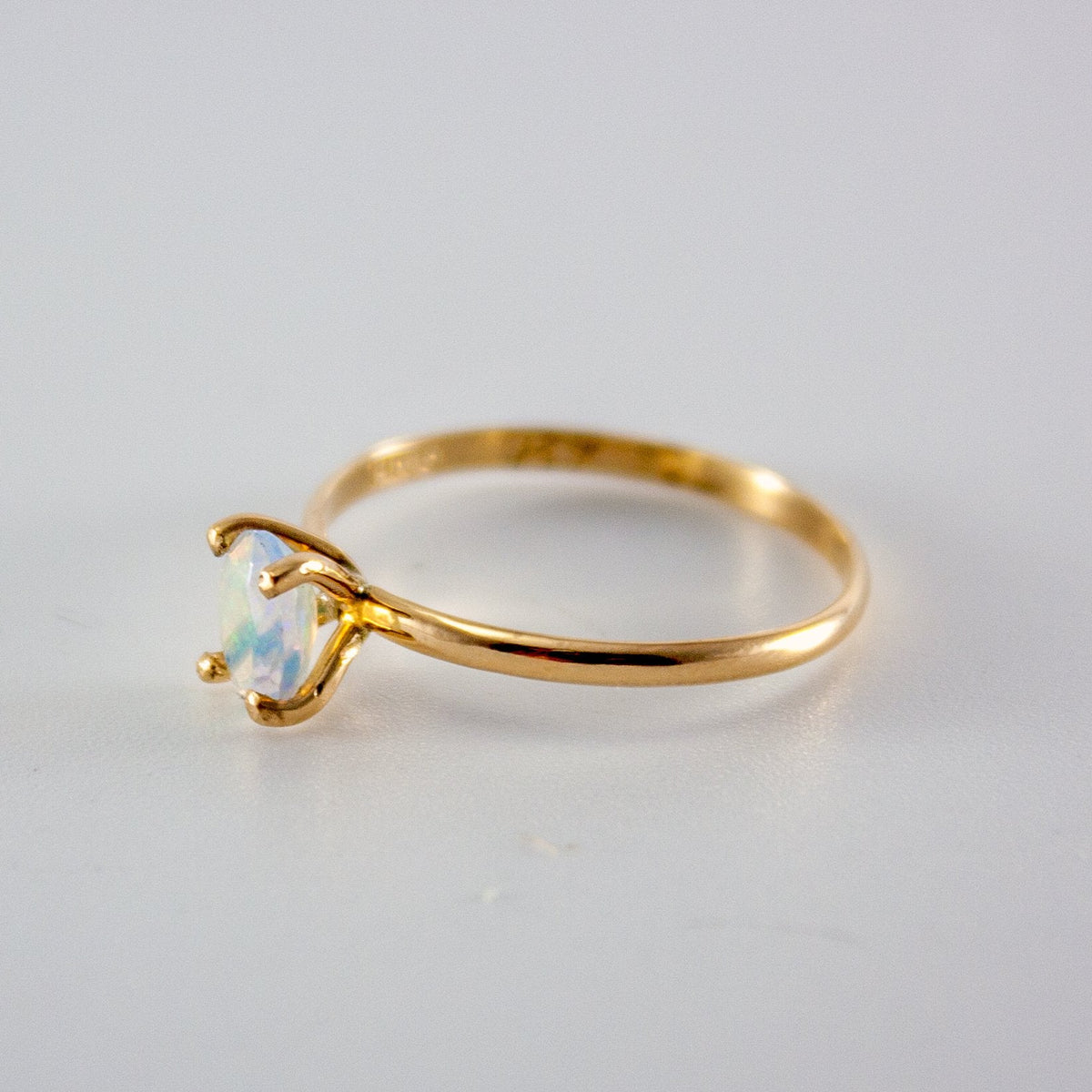 Ethiopian Opal 14K Gold Filled Ring Dainty Solitaire