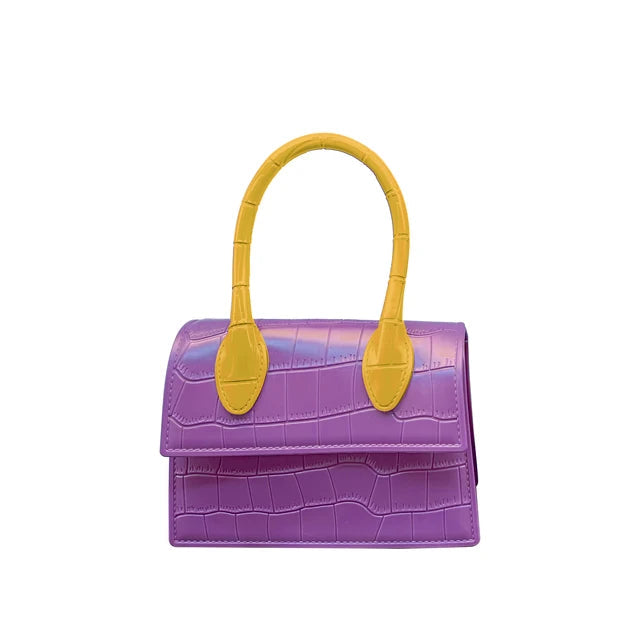 Fashion Crocodile Pattern PVC Women Top Handle Purse Jelly Color Brand Crossbody Bag Summer Mini Beach Handbag
