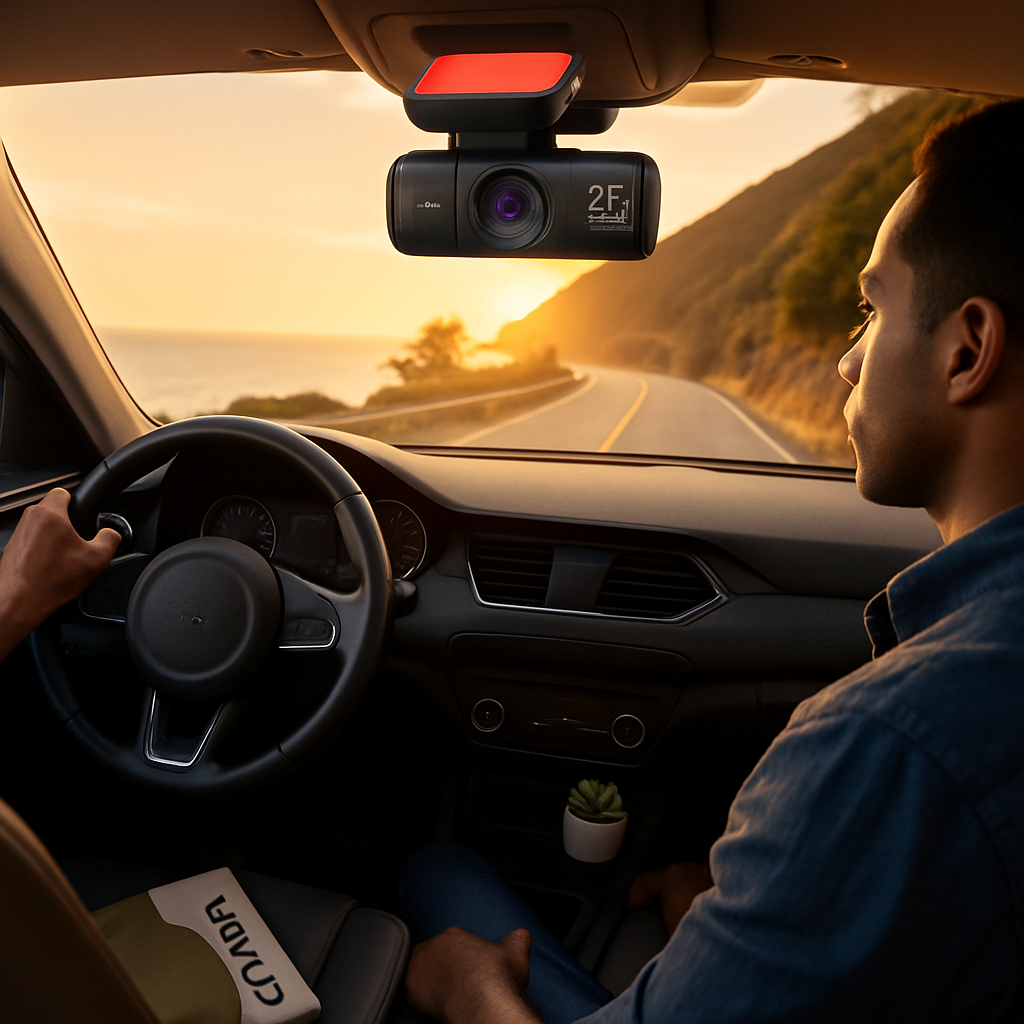 Cámara frontal para coche con control por aplicación y visión amplia