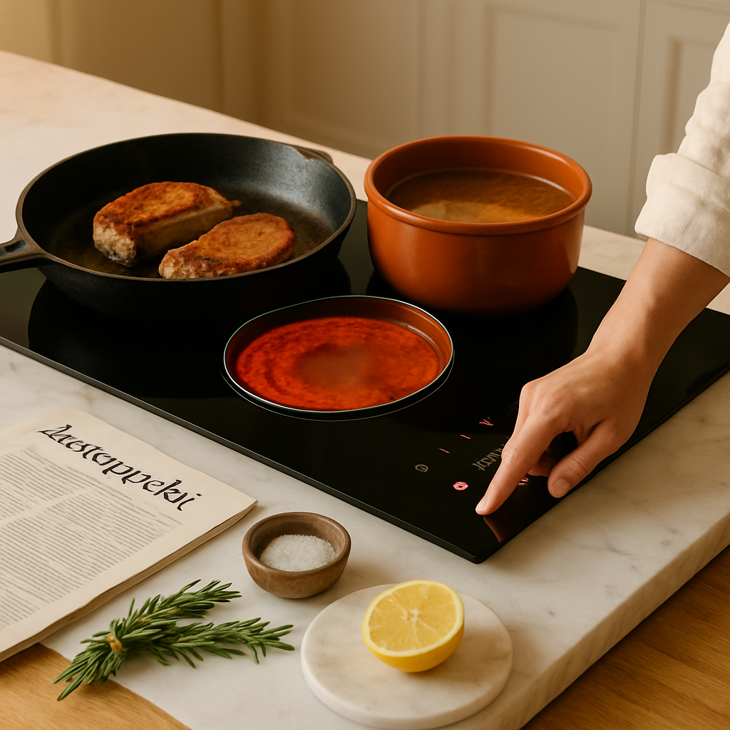 Placa de inducción de 2 quemadores con temporizador