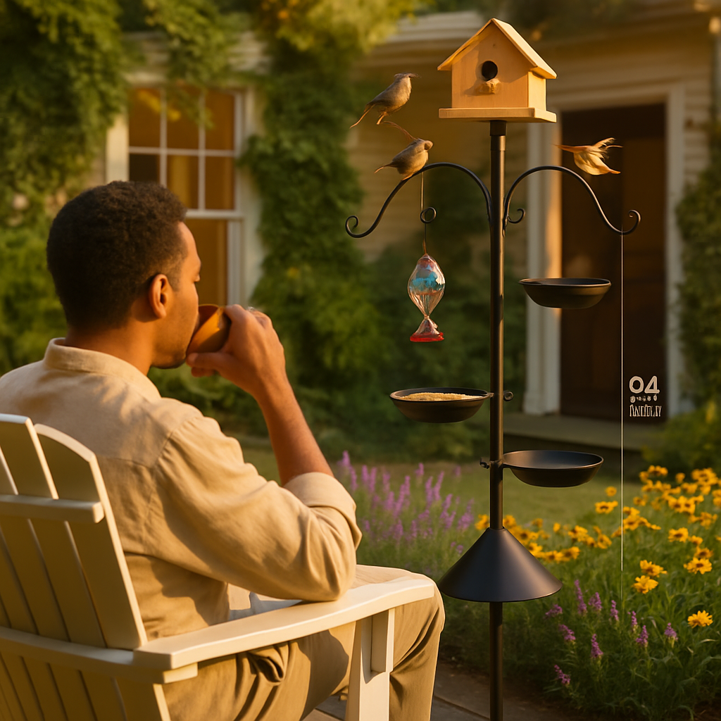 94Inch Squirrel Proof Bird Feeder Pole Heavy-Duty Bird House Pole Outdoor Bird Feeding Station with 5 Adjustable Heights 4 Shepherd Hooks Top & Side