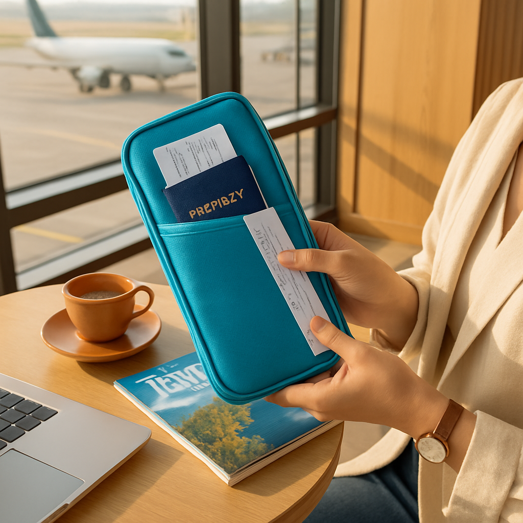 Cartera de viaje para pasaporte con 12 compartimentos, organizador de documentos, tarjetas de crédito, identificación y teléfono, estuche resistente al agua con cremallera para viajes de negocios y uso diario