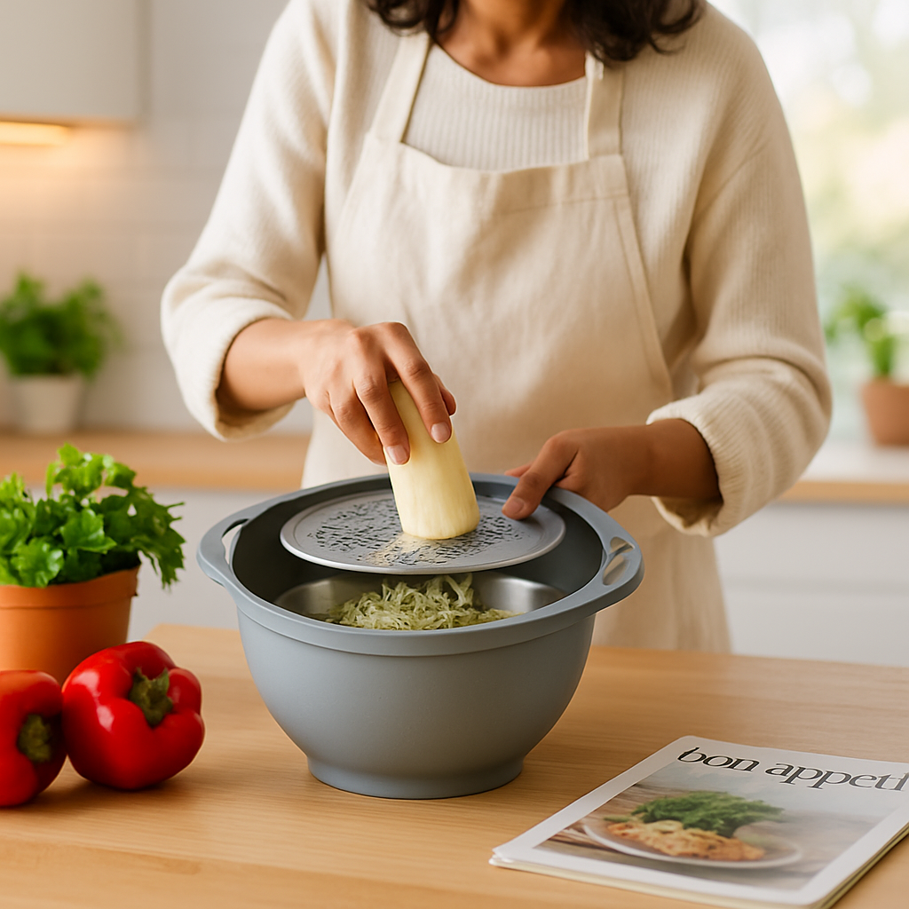 Multifunctional Mixing Bowl with Colander and Graters Set