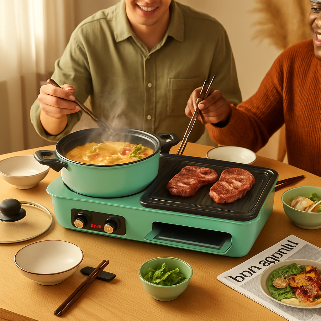 Olla eléctrica 3 en 1 con parrilla para comidas familiares