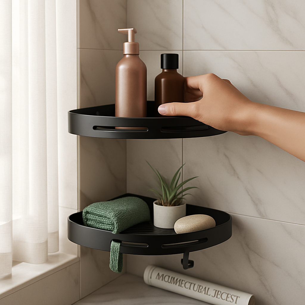 Corner Shower Caddy Shelf, Adhesive Wall Mount Organizer