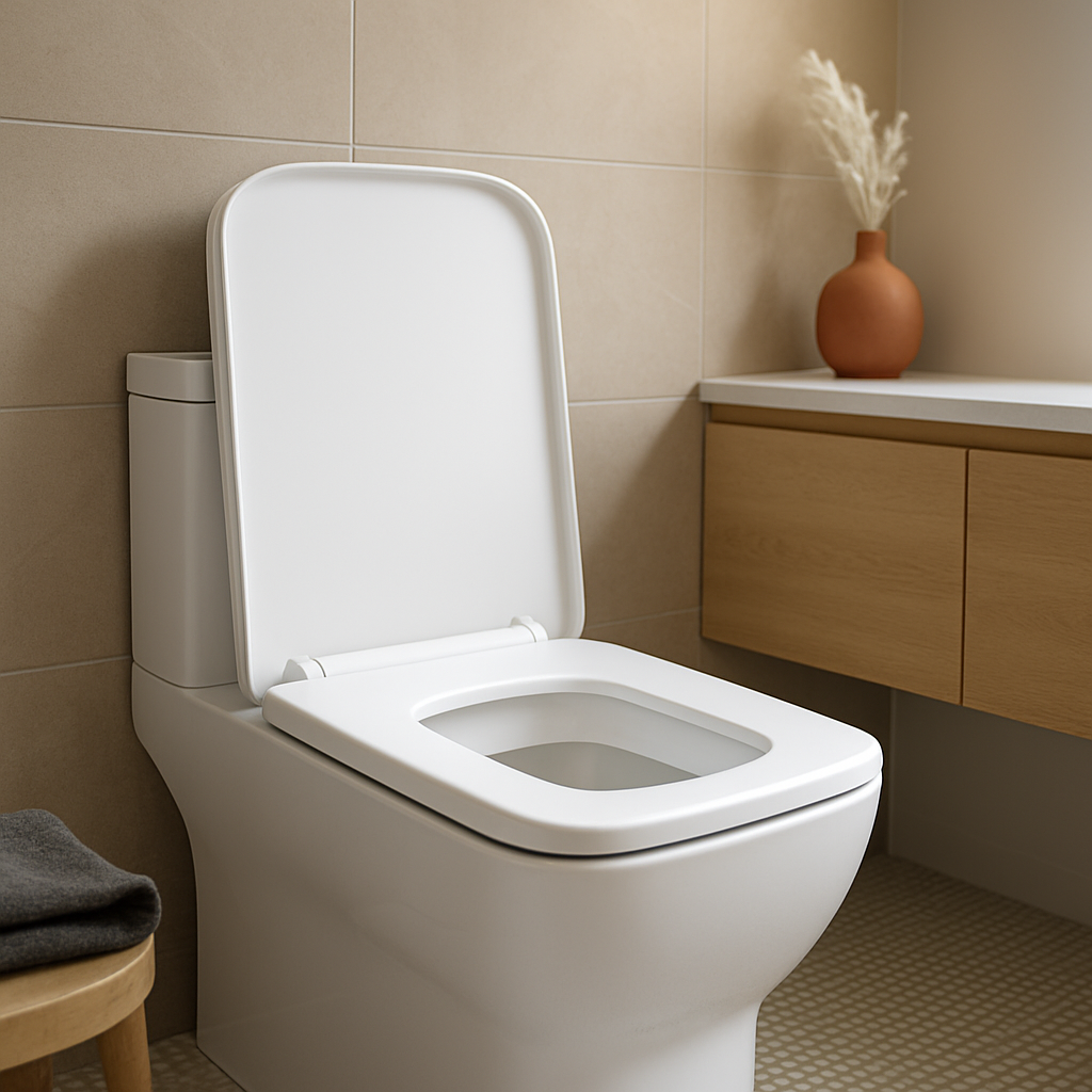 Asiento de inodoro cuadrado con topes antideslizantes Grip-Tight