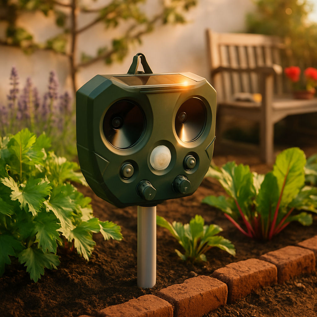Repelente ultrasónico de animales para el jardín