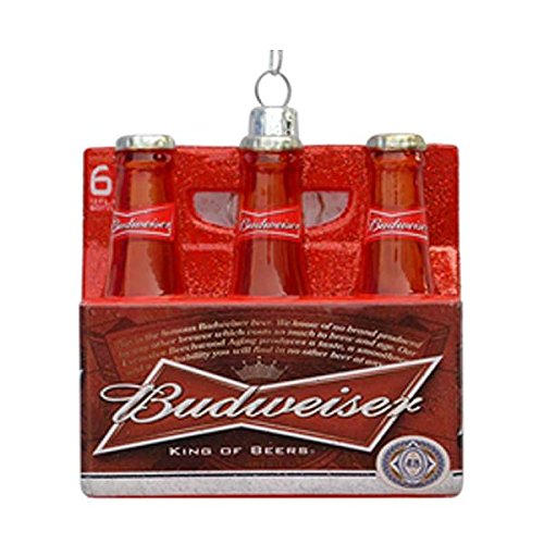 Adorno de vidrio Budweiser de Kurt Adler, 3.5 pulgadas, paquete de 6