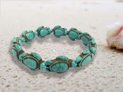 Pulsera de Tortugas Marinas Hawaianas de Turquesa Hecha a Mano - Turquesa