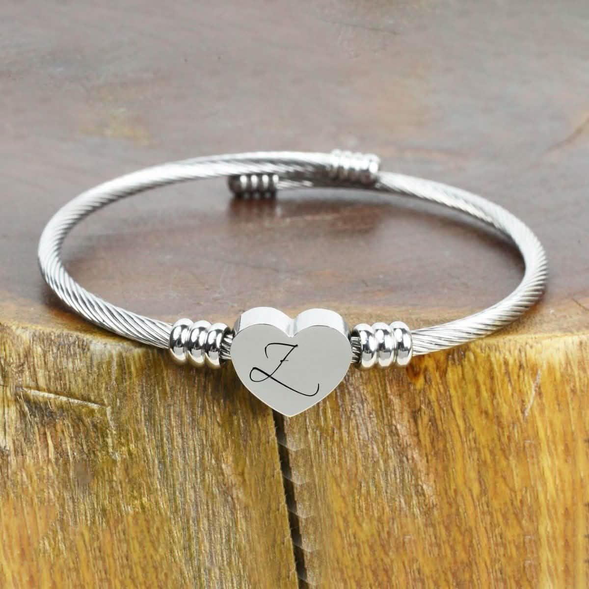 Pulsera con Inicial y Corazón Hipoalergénica y Ajustable