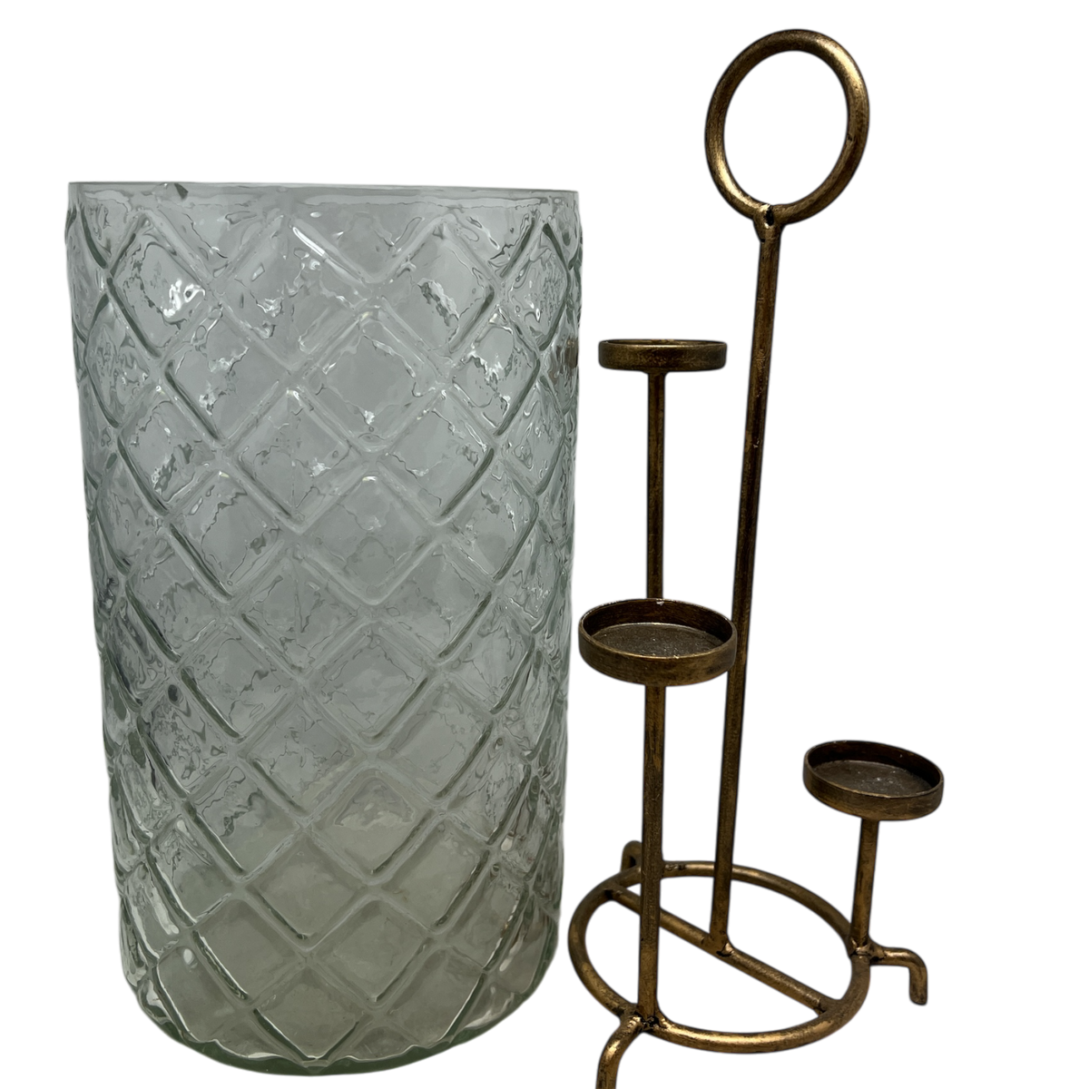 3 Level Glass Gold Candle Holder