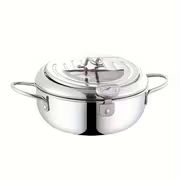 Stainless Steel Tempura Deep Fryer Pot with Thermometer and Drainer Rack