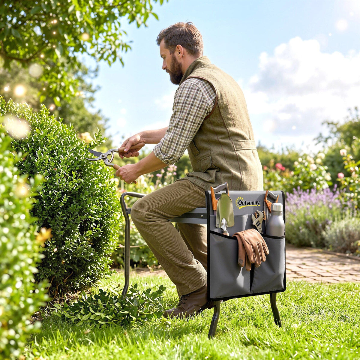 Bestcore 2-in-1 Garden Kneeler and Seat Gray LW015BCAS694