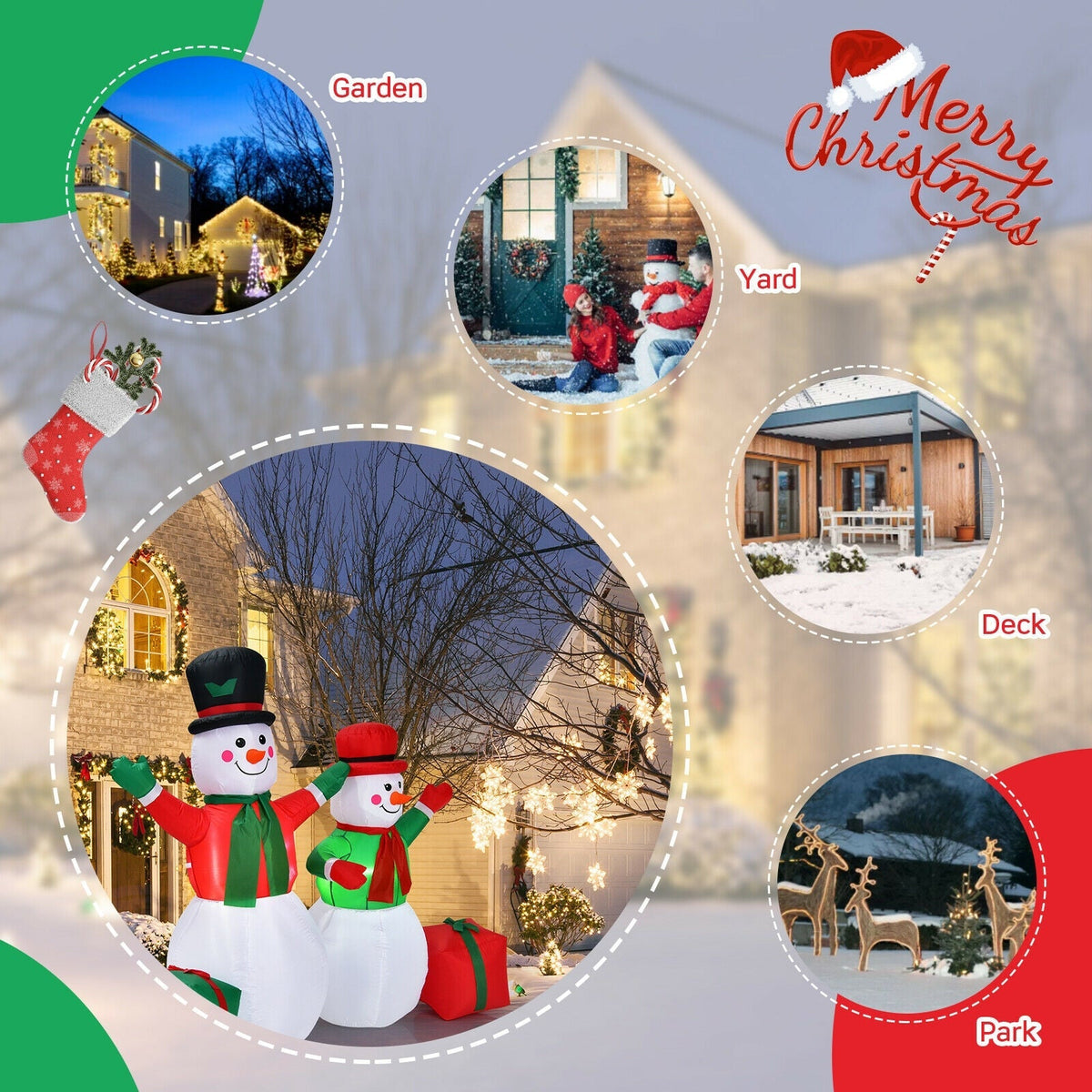 6 Feet Christmas Inflatable Snowmen Blow Up Christmas Decoration