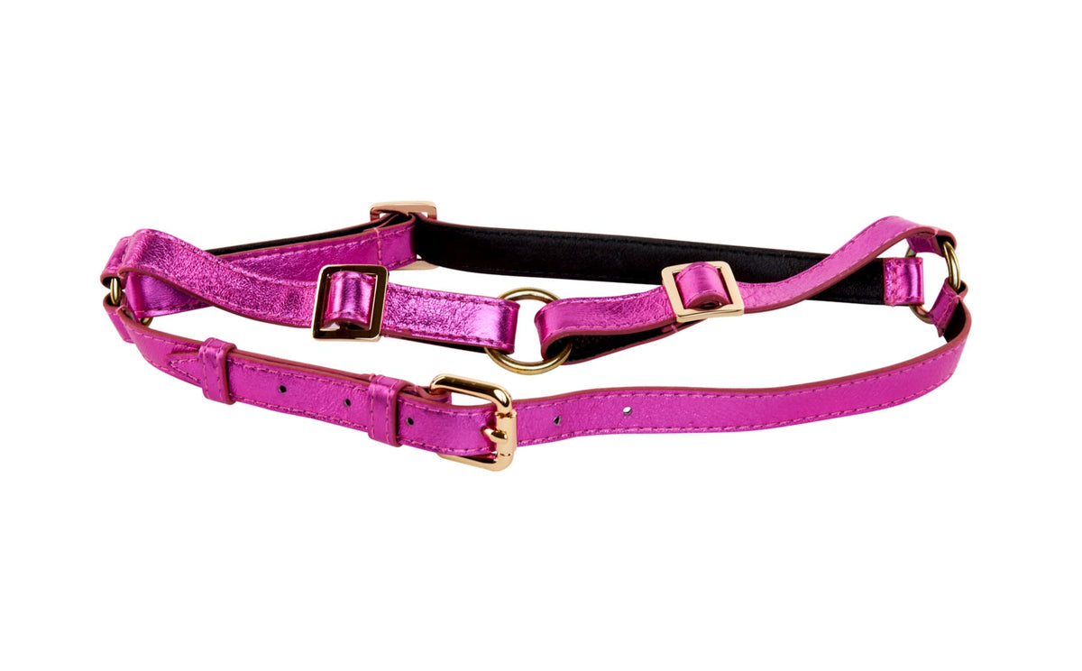 Pink Foil Italian Leather Harness