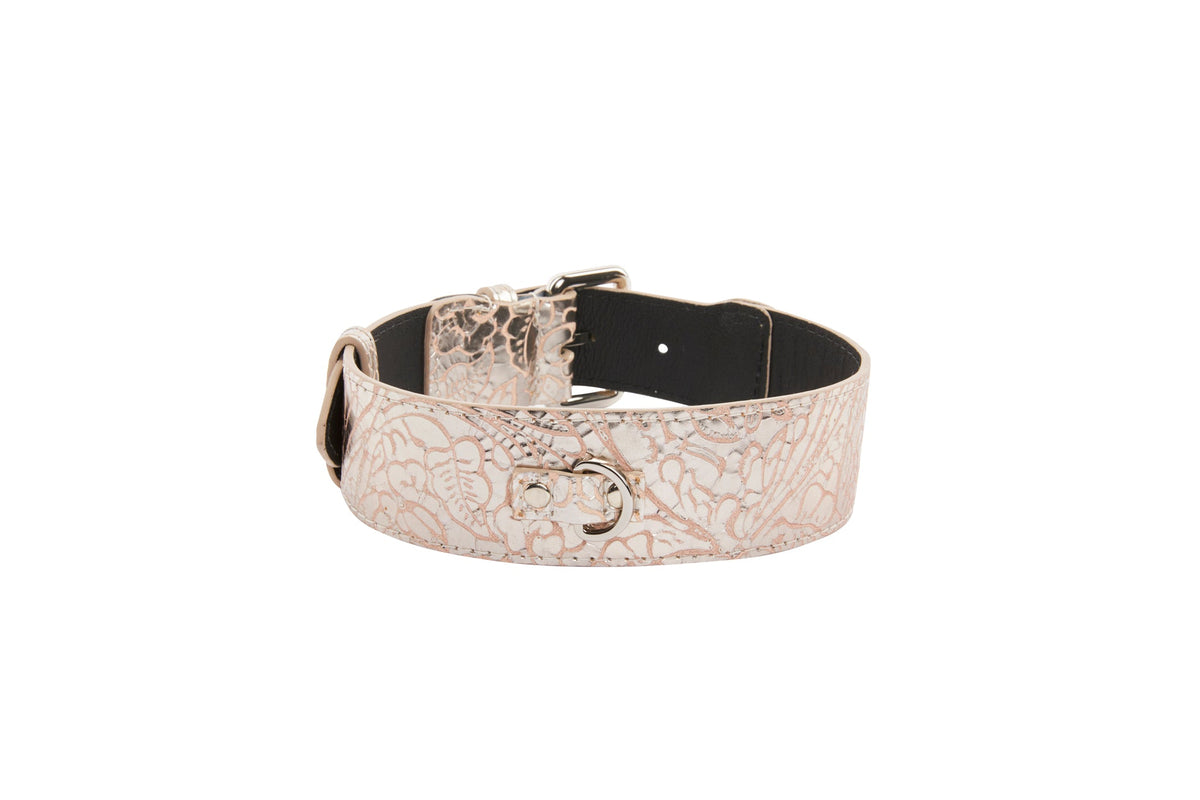Soft Pink/Silver Floral Print Italian Leather With Silver Classic Hardware
