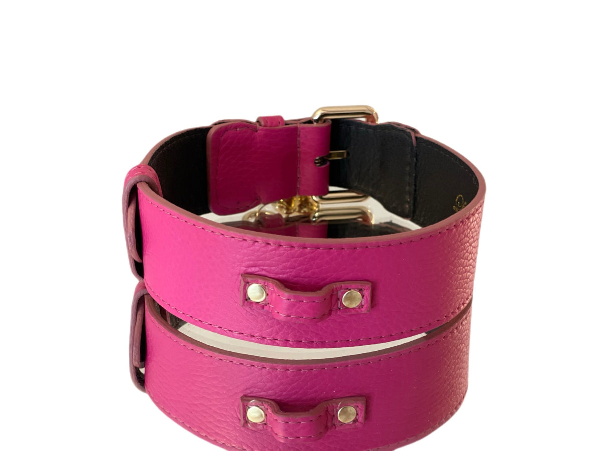 Luxury Pet Fashion Classics! Soft Fuchsia Italian Leather With Our Gold Classic Hardware