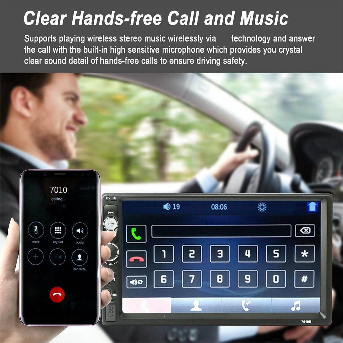 Reproductor MP5 inalámbrico universal para coche iMountek de 7 pulgadas con cámara de visión trasera
