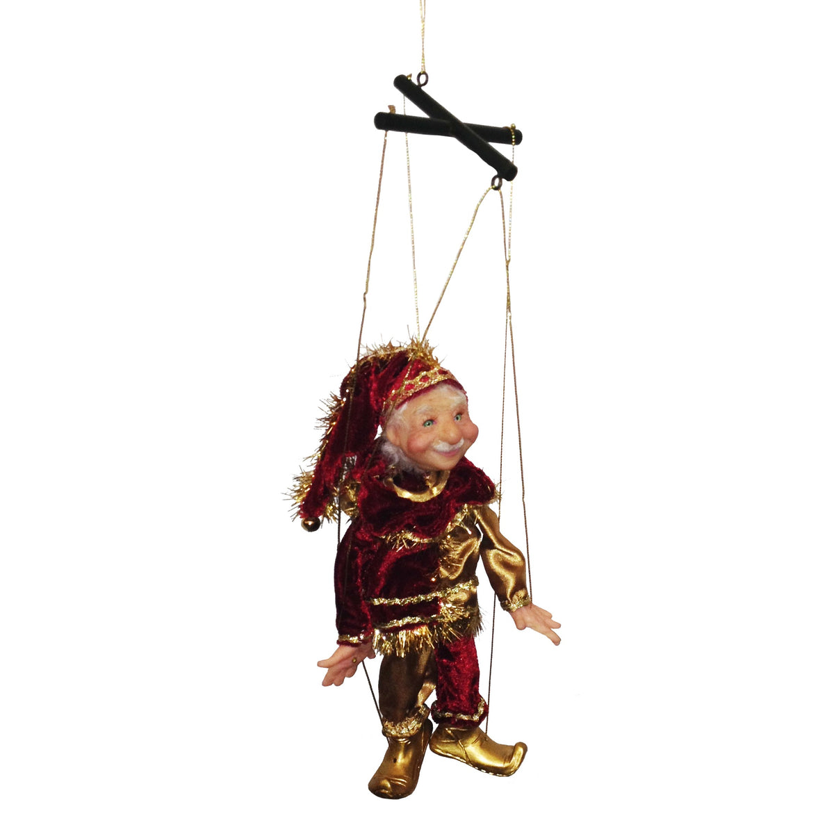 Adorno de mini marioneta Jacqueline Kent - Rojo y dorado