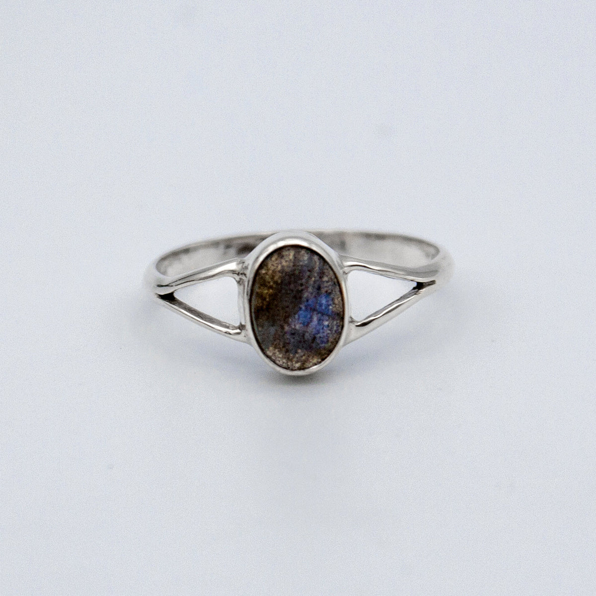 Labradorite Sterling Silver Ring Oval Stone Boho Adjustable