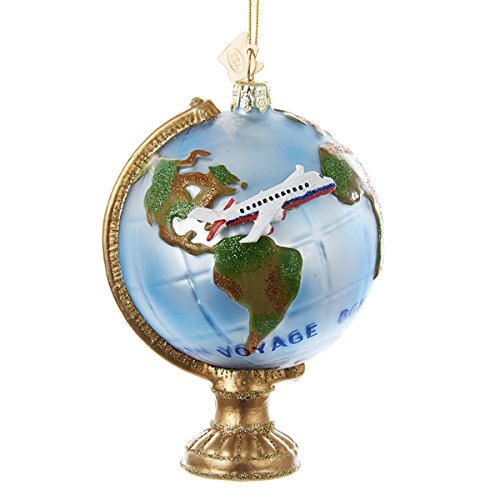 Adorno de cristal Noble Gems con forma de globo terráqueo y avión
