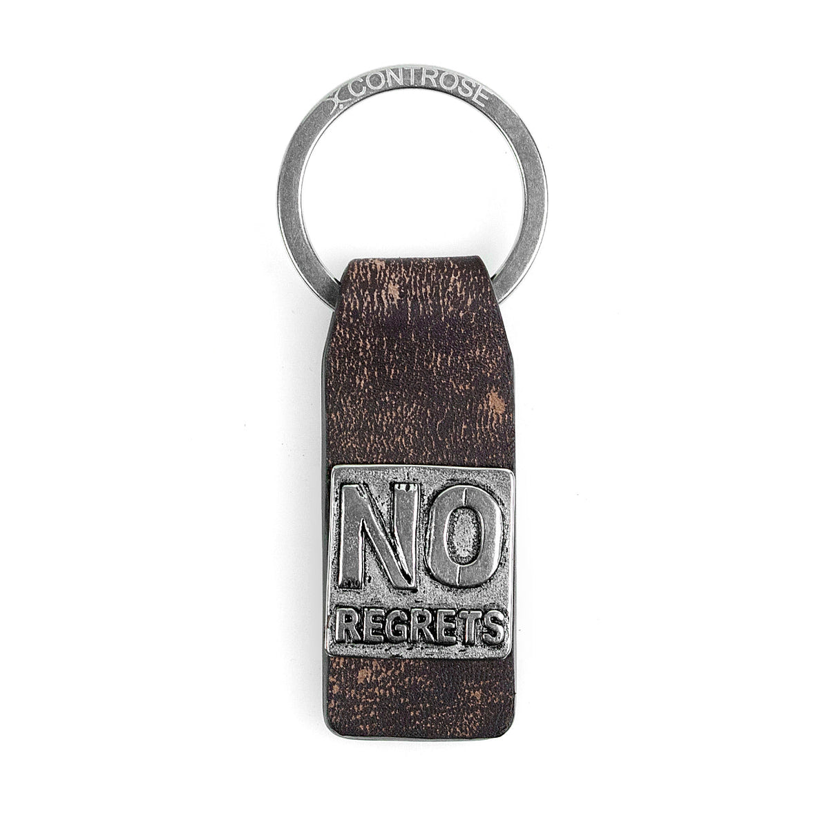 Leather Keychain No Regrets Engraved Message Gift For Him