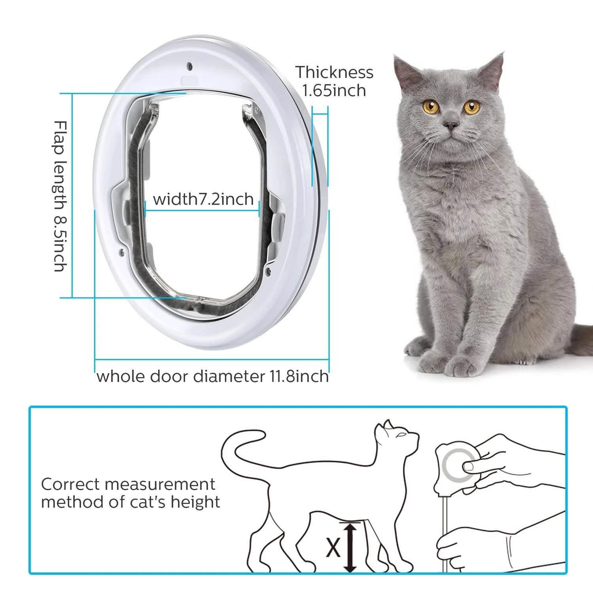 Lightweight Flap Pet Door Cats Small Dogs Anti-Insects Quiet Magnet Locking Gate