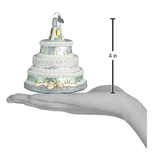 Adorno de cristal soplado para árbol de Navidad de Old World Christmas, diseño de pastel de bodas