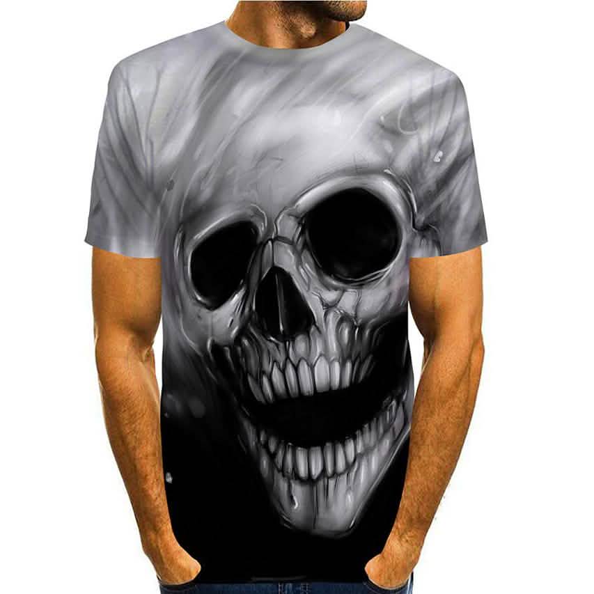 Camiseta de hombre Camiseta con estampado gráfico 3D de calavera Tallas grandes Manga corta Top informal