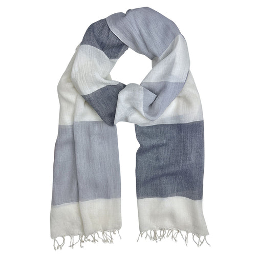 Milk Yarn Handloom Striped Scarf - Upcycled Casein Fiber, Soft Breathable
