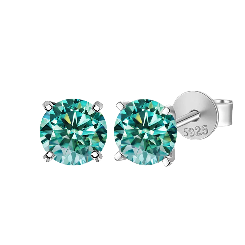 Moissanite Stud Earrings 0.3-3ct Certified S925 Sterling Silver Cyan Colorfast