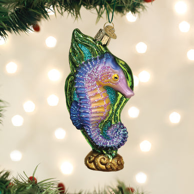 Bright Seahorse Glass Ornament